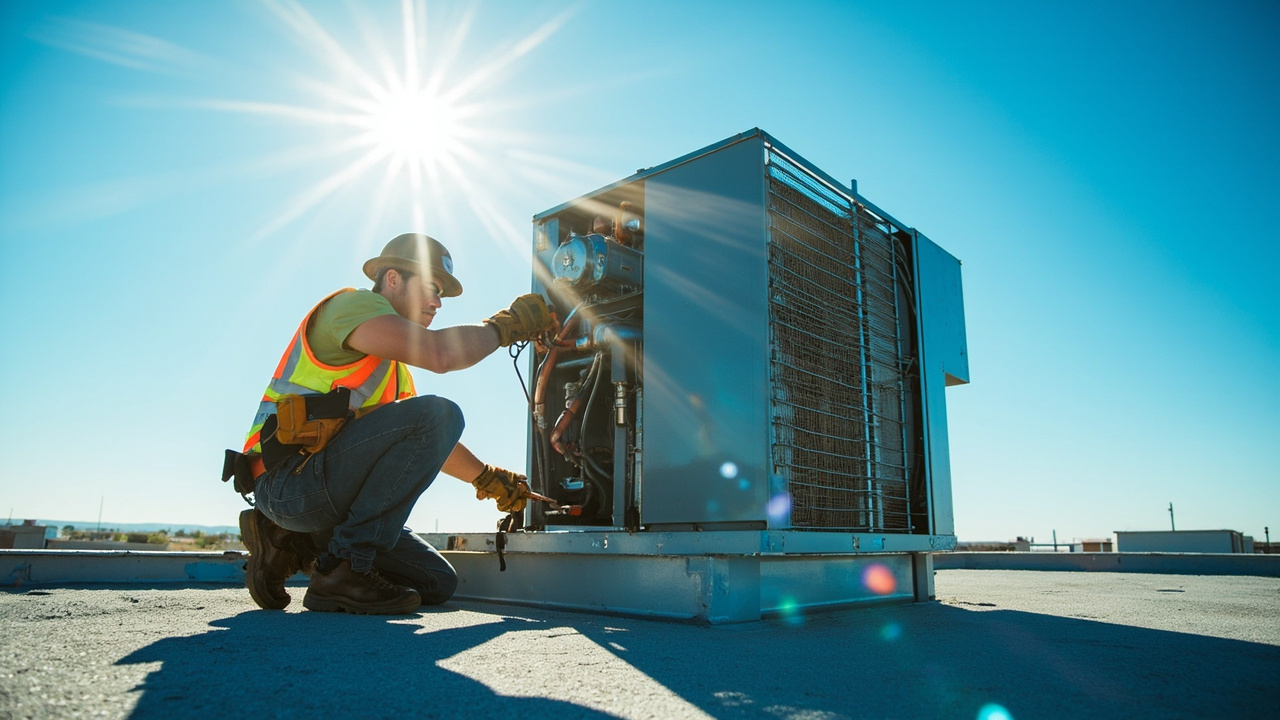 Commercial Hvac Contractors Technician At The Front Door