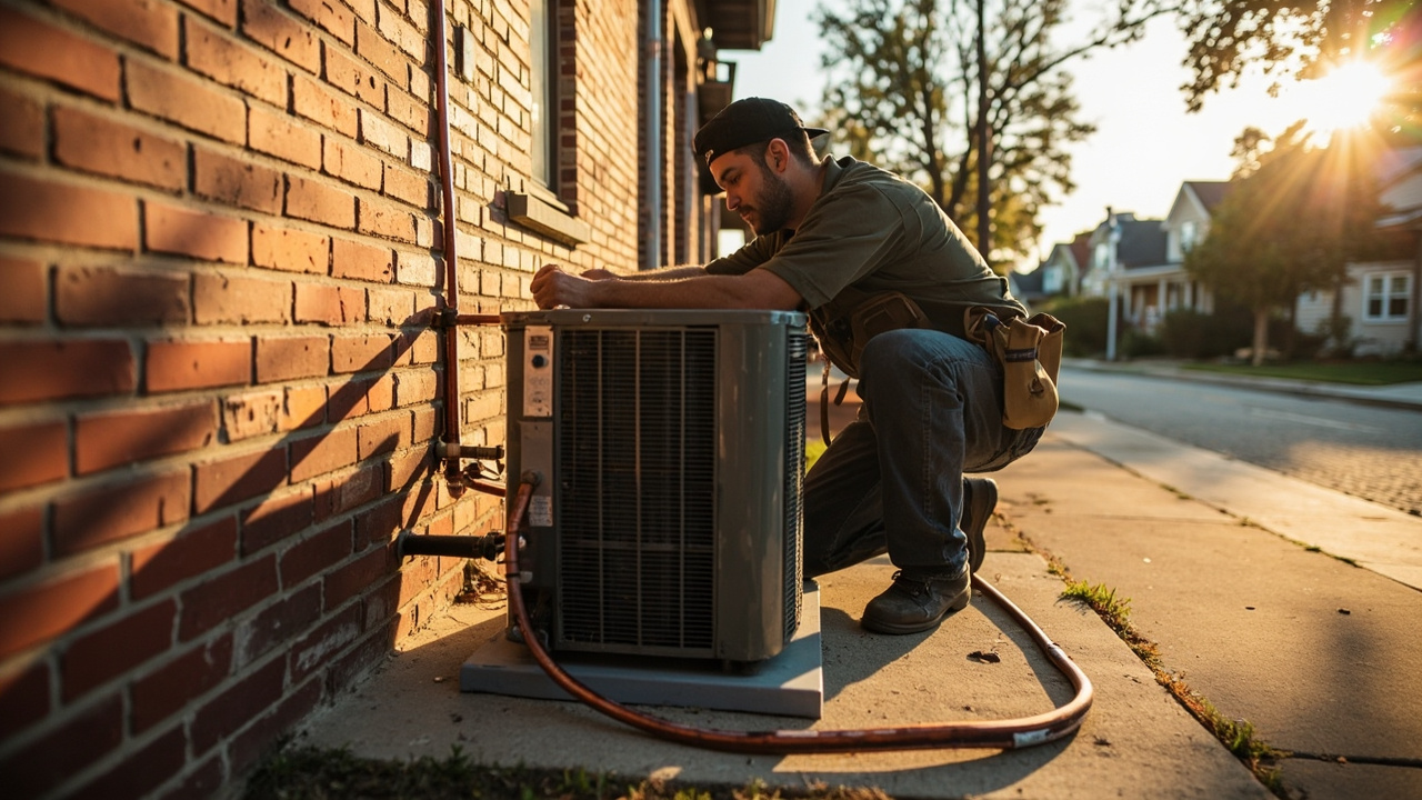 Ductless Minisplit Installation Technician At The Front Door