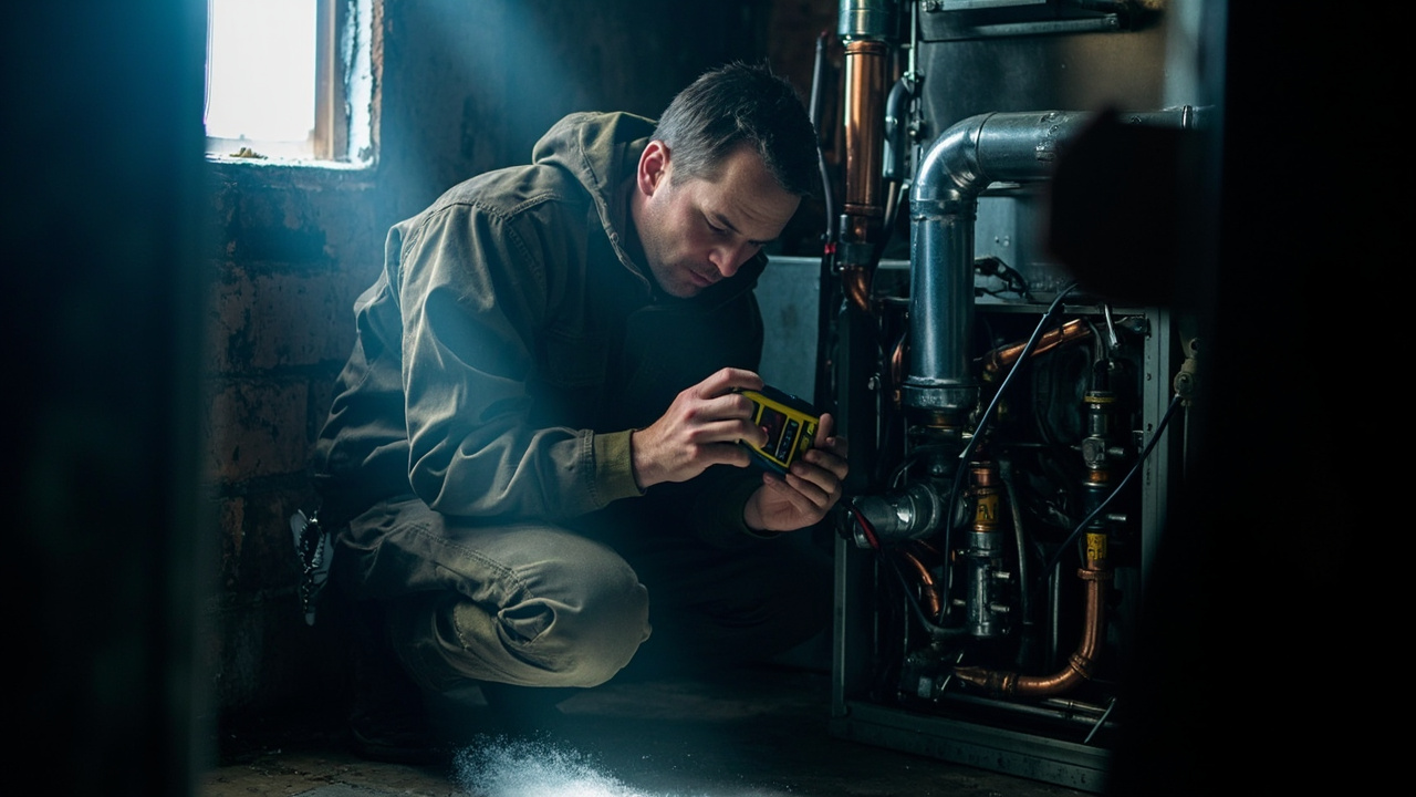 Emergency Furnace Repair Service Truck At The Curb