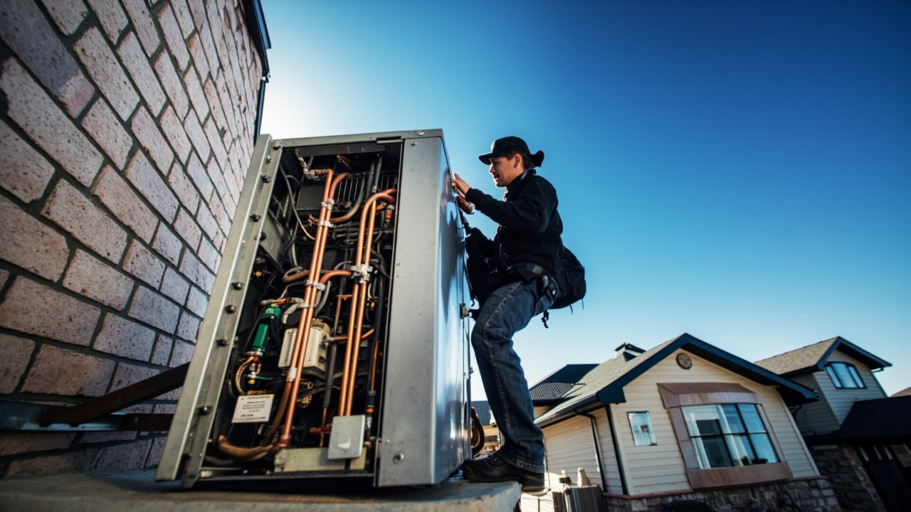 Emergency Heat Pump Repair Precision Work Close Up