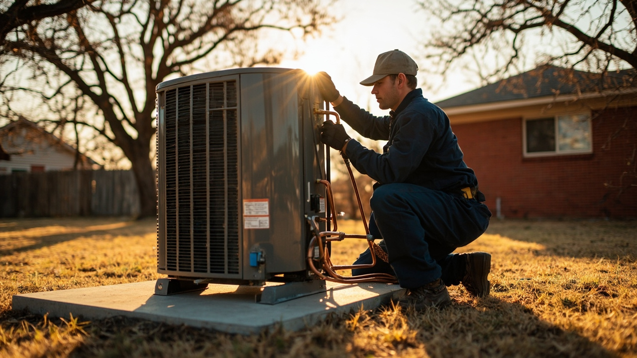 Heat Pump Vs Furnace Comparison Service Truck At The Curb