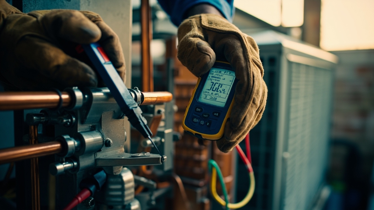 Heat Pump Vs Furnace Comparison Technician Diagnosing The Problem