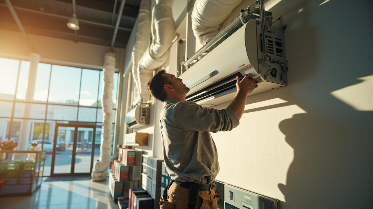Retail And Office Hvac Systems Skilled Hands At Work