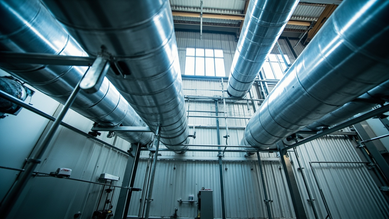 Warehouse Heating And Cooling Precision Work Close Up